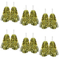 Premium Metallic Cheerleading Pom Poms with Easy-Grip Handles - Yellow, Set of 6 Pairs