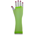 Long Elbow Length Fishnet Gloves Fingerless 70s 80s Womens Costume Party Dance in Fluro Green - SuperSaverAU - view 1