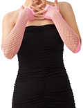 Premium Elbow Length Fingerless Fishnet Gloves - Light Pink
