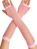 Premium Elbow Length Fingerless Fishnet Gloves - Light Pink