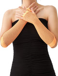 Premium Elbow Length Fingerless Fishnet Gloves - Orange