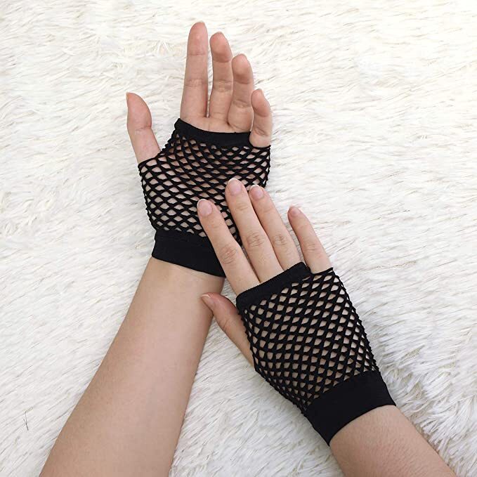 Premium Fingerless Fishnet Gloves - Black, 1 Pair
