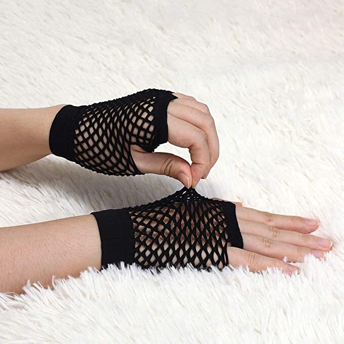 Premium Fingerless Fishnet Gloves - Black, 1 Pair