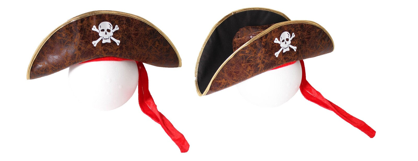 Premium Deluxe Pirate Hat with Faux Leather Finish - Brown