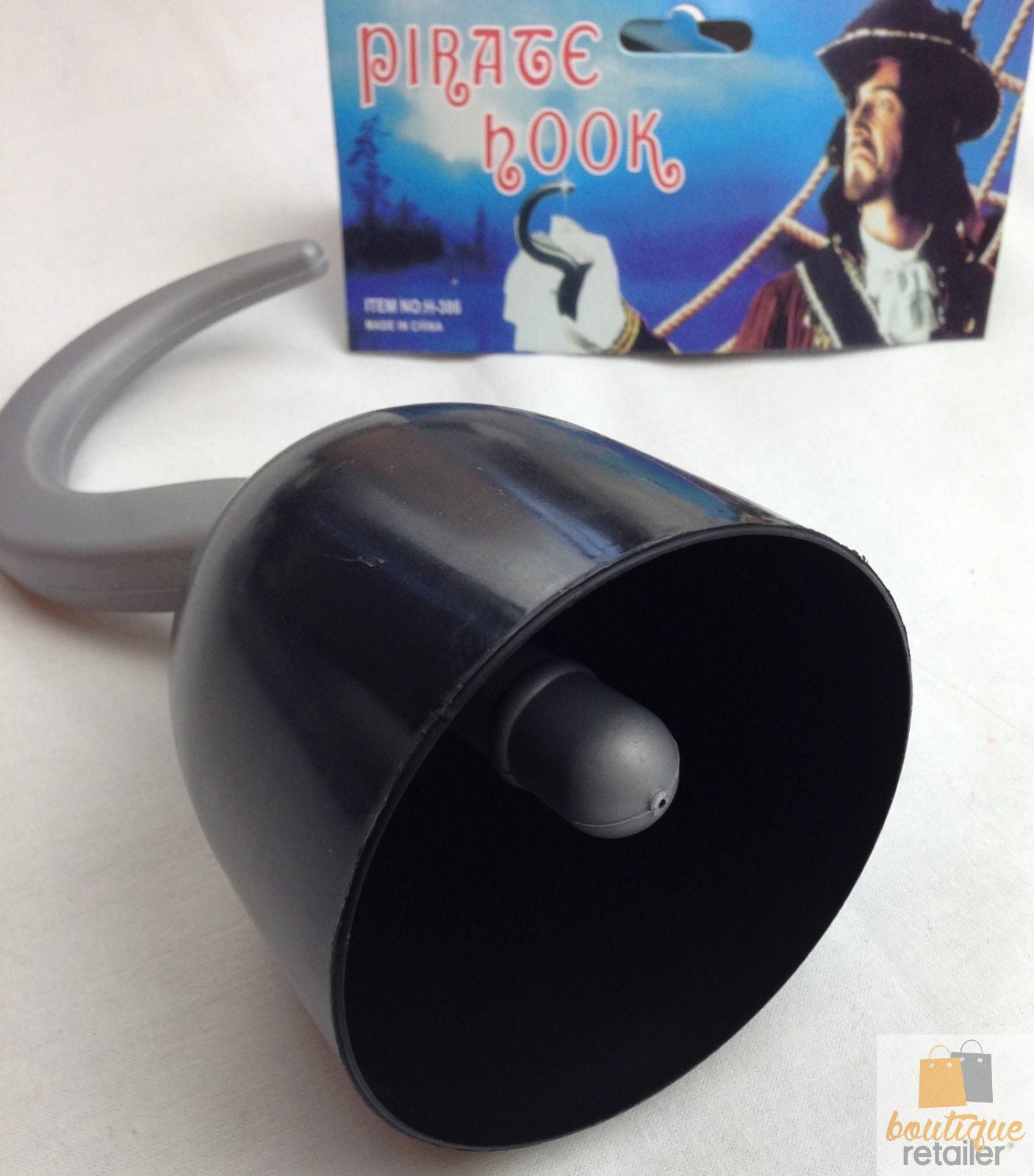 Premium Pirate Hook Hand Costume Accessory - Black/Silver