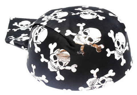Premium Pirate Bandana Hat - Black/Silver