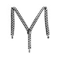 Premium Men's Black White Checkered Adjustable Y Back Suspenders
