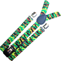 Premium Army Camouflage Adjustable Clip On Suspenders