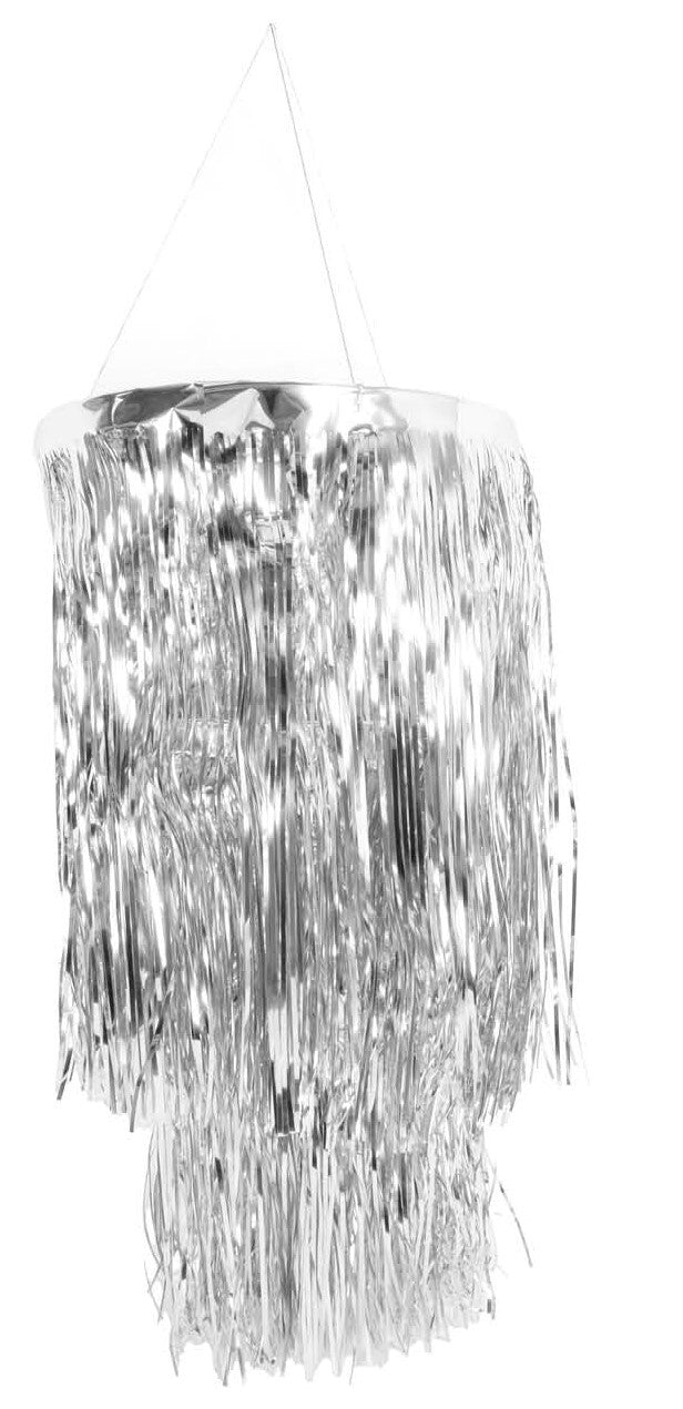 Premium 2 Tier Silver Tinsel Chandelier Party Decoration