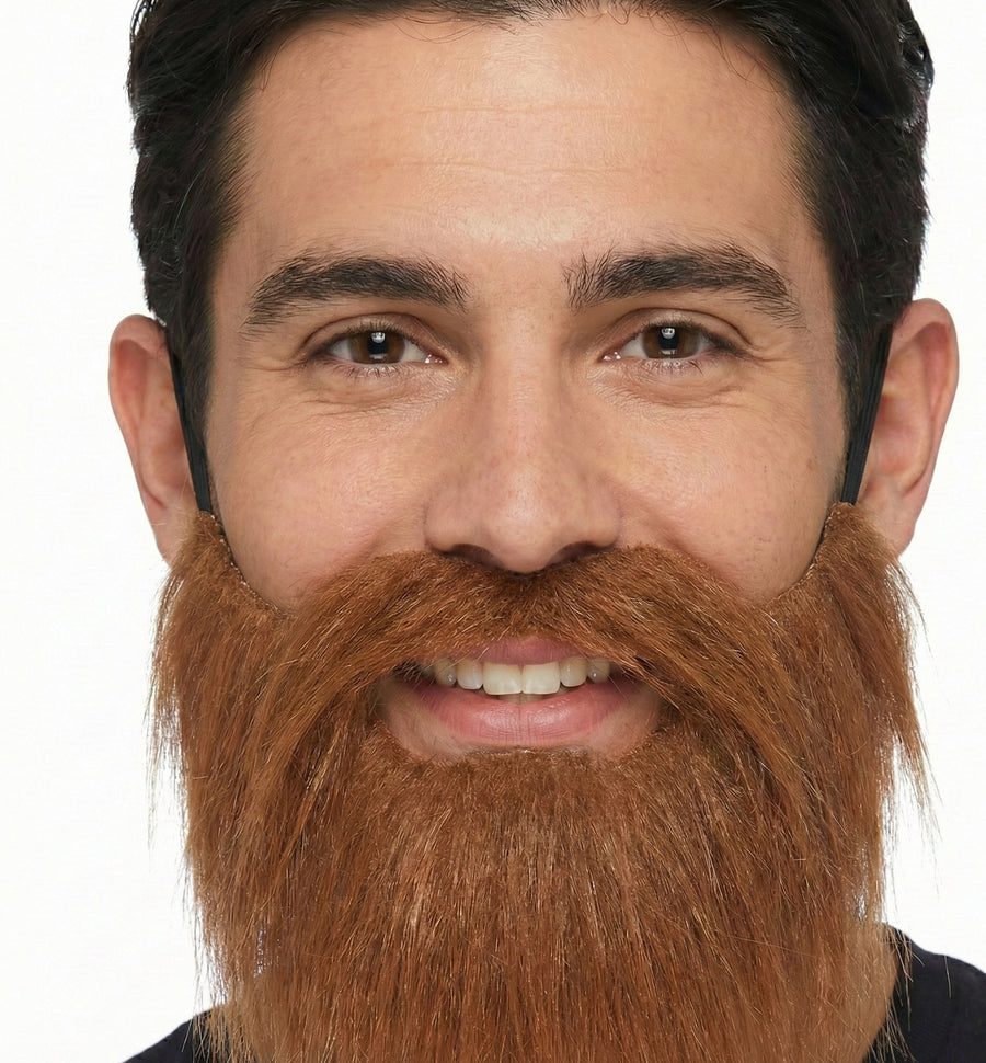 Premium Party Beard & Moustache Costume Prop - Brown