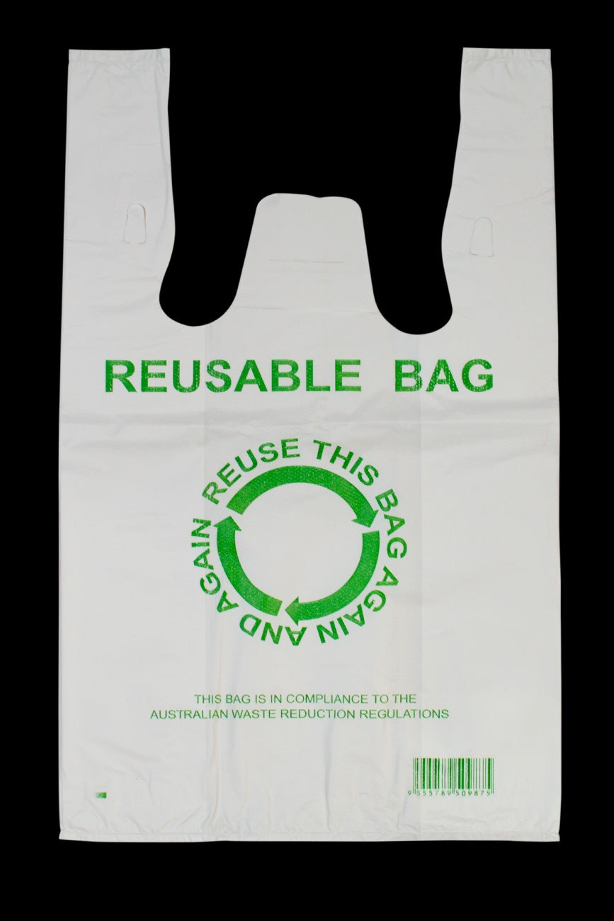 500pcs 33×55cm Eco Design Reusable Plastic Singlet Shopping Bags Grocery Carry Checkout - SuperSaverAU - view 2