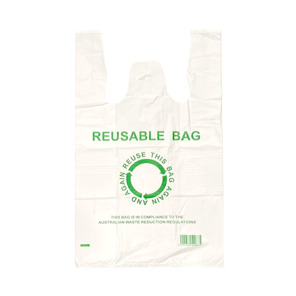 Premium Jumbo Reusable Plastic Singlet Shopping Bags - 245 Pack, 45 x 74cm