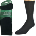 Premium 1 Pair Black Diabetic Bamboo Loose Top Cushion Crew Socks 11-14
