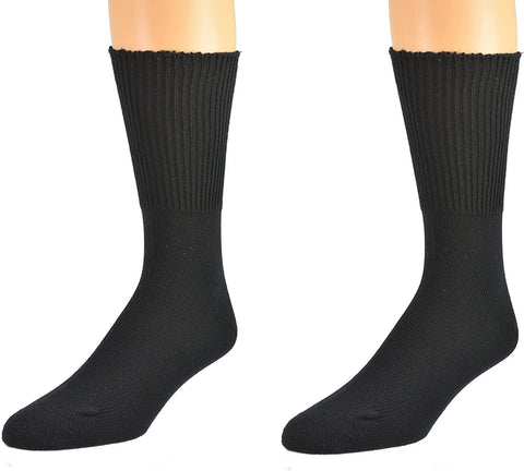 Premium 1 Pair Men's Black Diabetic Bamboo Loose Top Work Socks 6-11