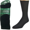 Premium 1 Pair Men's Black Diabetic Bamboo Loose Top Work Socks 6-11