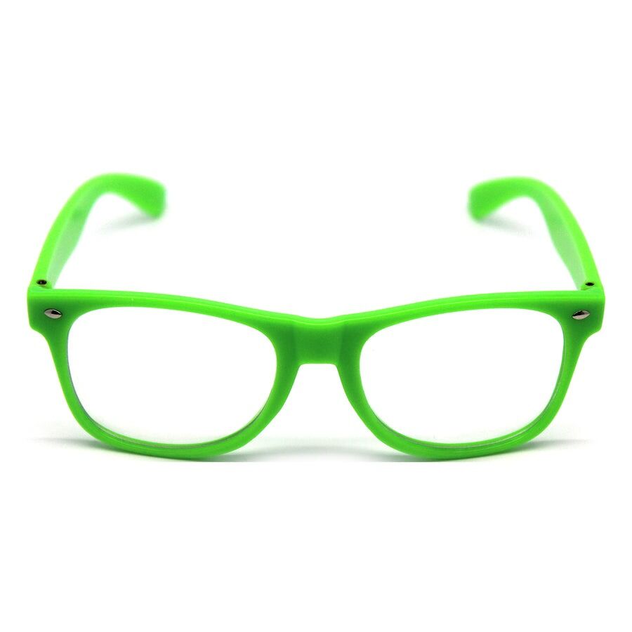 Green Party Glasses w/ Clear Lenses – Fun 80s Australia Day Costume Glasses - SuperSaverAU - view 1
