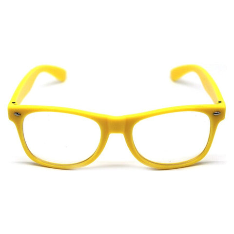 Yellow Party Glasses w/ Clear Lenses – Fun 80s Australia Day Costume Glasses - SuperSaverAU - view 1