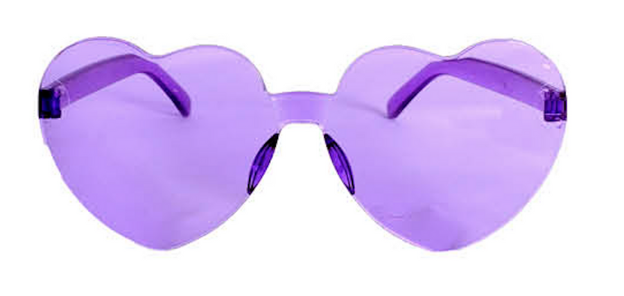 Party Sun Glasses Perspex Hearts Costume - Purple - SuperSaverAU - view 1