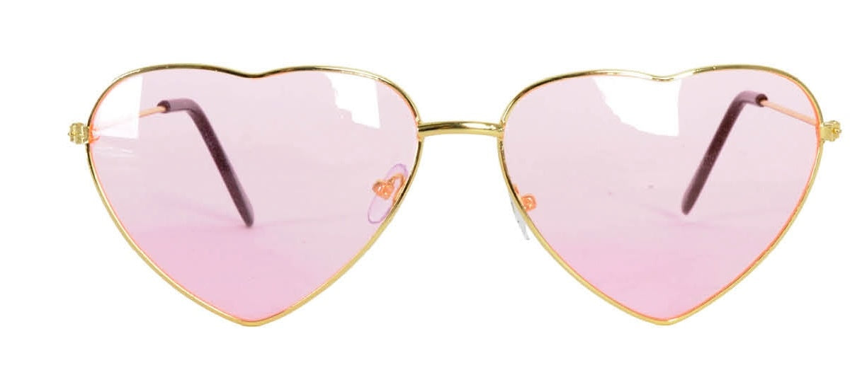 Heart Sun Glasses Metal Frame Party Costume Love Sunnies - Light Pink - SuperSaverAU - view 1