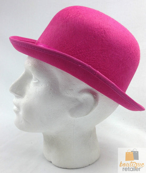 BOWLER HAT Party Vintage Costume Derby Felt Dance Halloween in Hot Pink - SuperSaverAU - view 2
