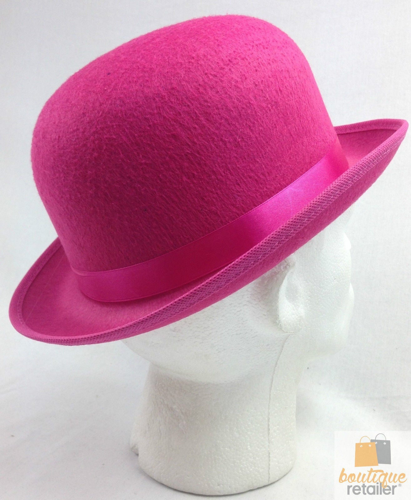 BOWLER HAT Party Vintage Costume Derby Felt Dance Halloween in Hot Pink - SuperSaverAU - view 4