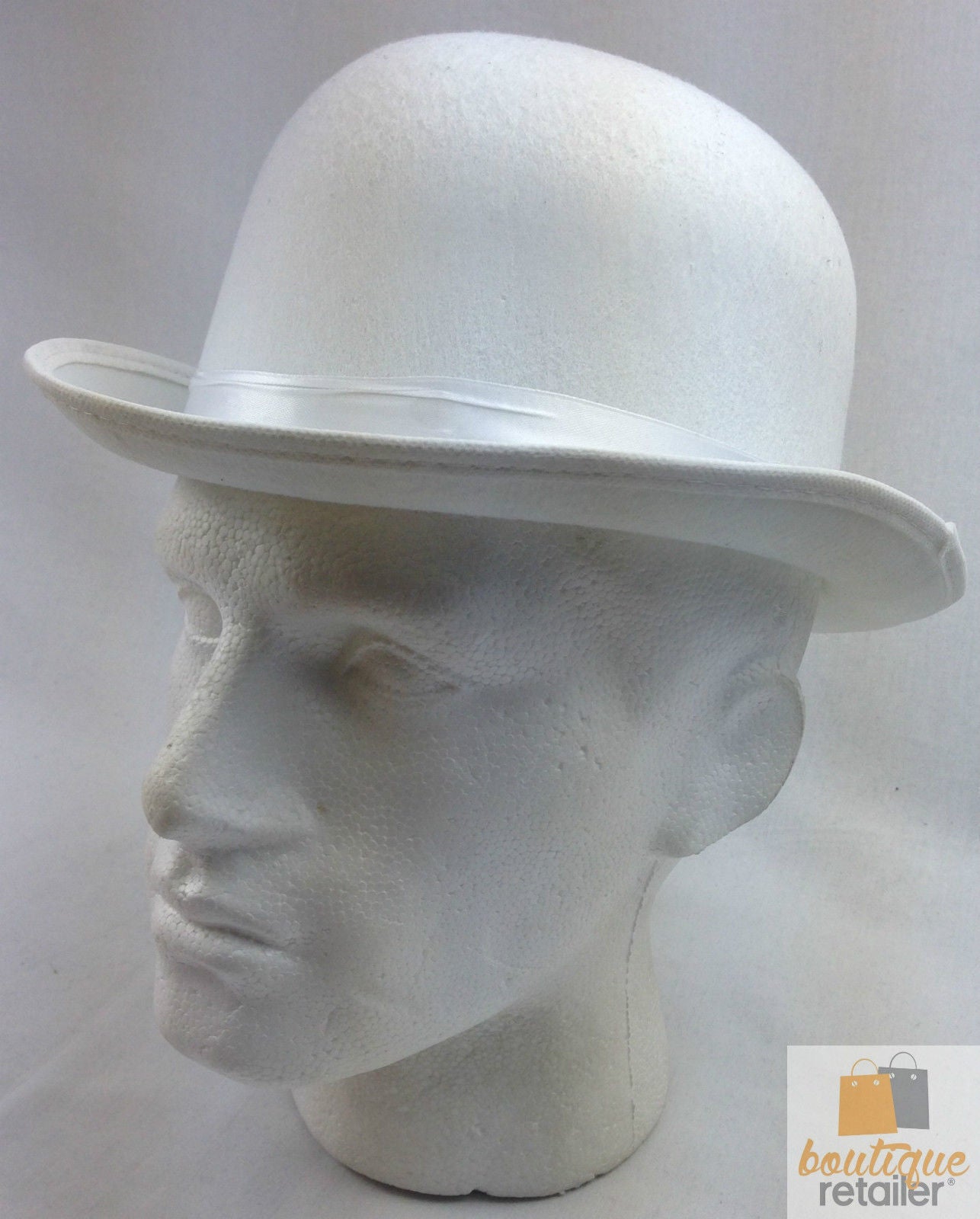 BOWLER HAT Party Vintage Costume Derby Felt Dance Halloween in White - SuperSaverAU - view 2
