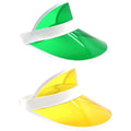 2x Yellow Perspex Visor with White Rim – Retro 80s Rave Accessory, Adjustable Fit Australia Day - SuperSaverAU - view 1