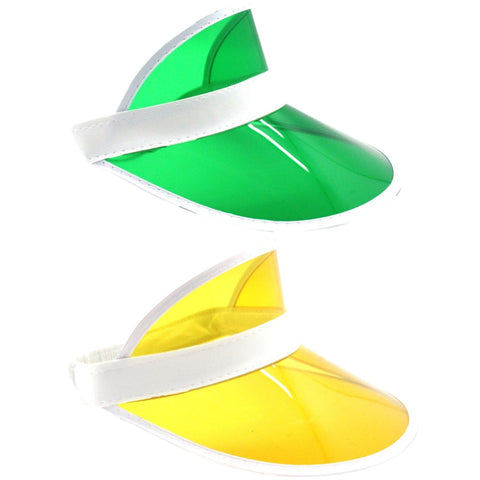2x Yellow Perspex Visor with White Rim – Retro 80s Rave Accessory, Adjustable Fit Australia Day - SuperSaverAU - view 1