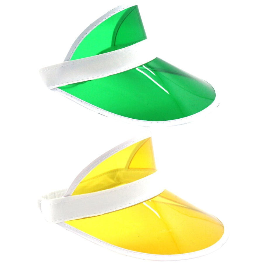 2x Yellow Perspex Visor with White Rim – Retro 80s Rave Accessory, Adjustable Fit Australia Day - SuperSaverAU - view 1