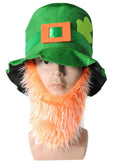 Premium St Patrick's Day Top Hat with Beard - Green