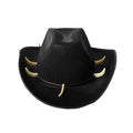 Crocodile Dundee-Style Black Cowboy Hat – Adjustable Chin Cord for Outback & Western Themes - SuperSaverAU - view 2