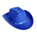 Premium Blue Felt Cowboy Hat with Australian Flag Ribbon