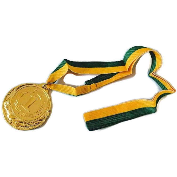 Premium Metal Winner Gold Medal with Ribbon - Green/Gold, 40cm