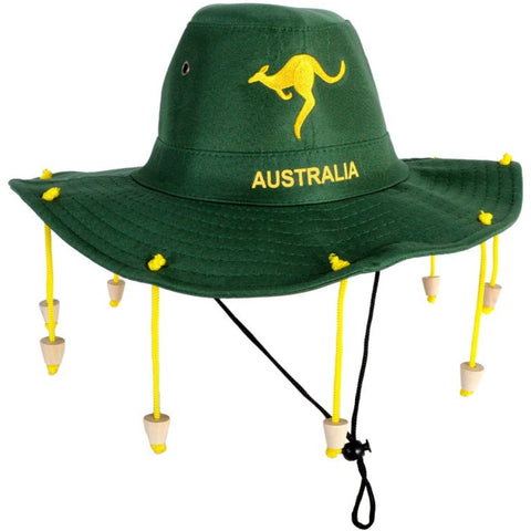 Australian Cork Hat – Green with Gold Kangaroo Embroidery Aussie Australia Day - SuperSaverAU - view 1