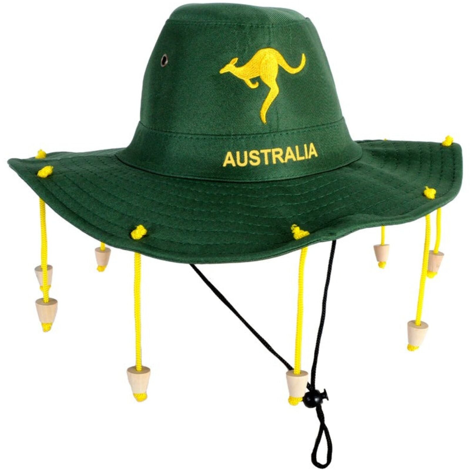 Australian Cork Hat – Green with Gold Kangaroo Embroidery Aussie Australia Day - SuperSaverAU - view 2