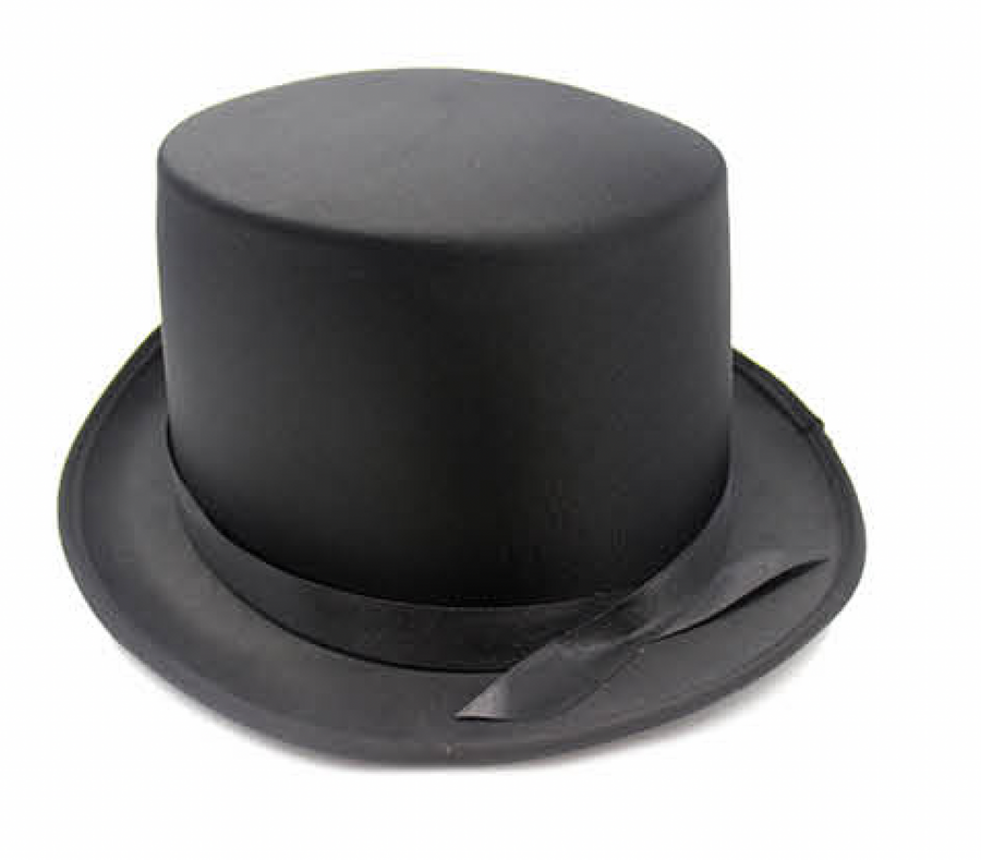SATIN TOP HAT Costume Party Cap Fancy Dress Trilby Fedora One Size - Black - SuperSaverAU - view 1