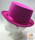 Premium Satin Top Hat for Costume Parties - Hot Pink