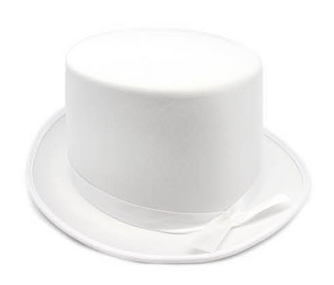 SATIN TOP HAT Costume Party Cap Fancy Dress Trilby Fedora One Size - White - SuperSaverAU - view 1