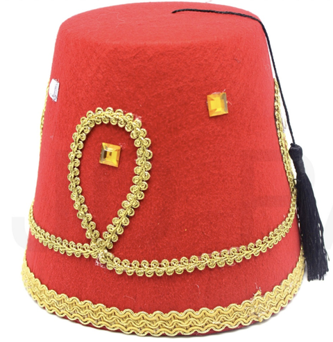 DELUXE TURKISH HAT Red Green Fez Tarboosh Dress Up Costume Party Moroccan - Red - SuperSaverAU - view 1