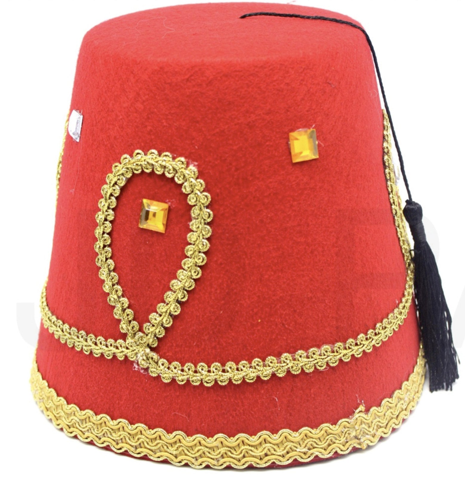 DELUXE TURKISH HAT Red Green Fez Tarboosh Dress Up Costume Party Moroccan - Red - SuperSaverAU - view 1