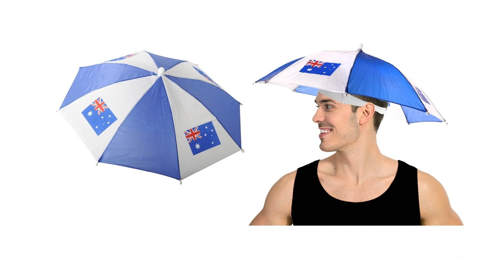AUSTRALIA UMBRELLA HAT Rain Novelty Cap Costume Outdoor Camping Beach Fishing - SuperSaverAU - view 2