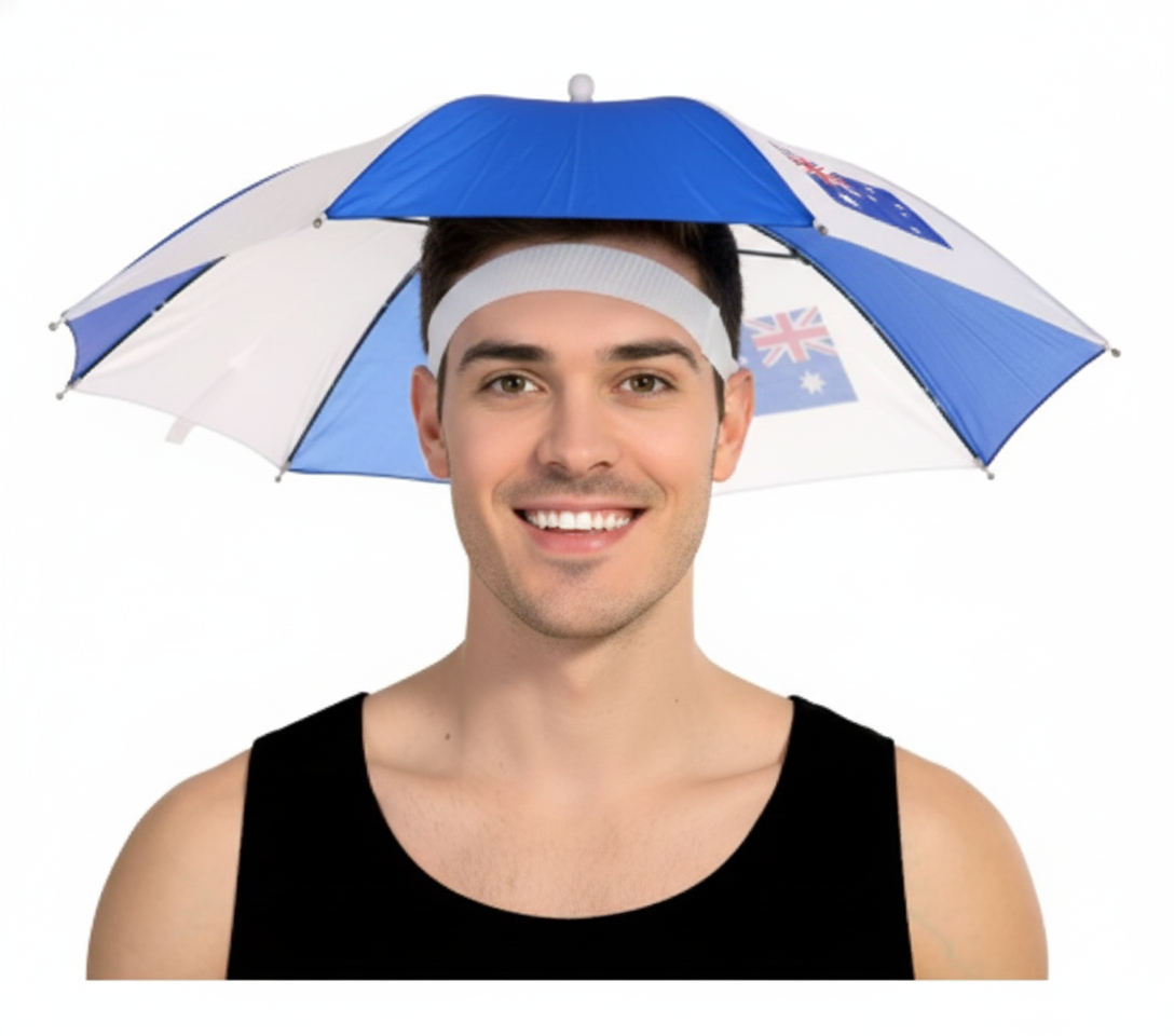 AUSTRALIA UMBRELLA HAT Rain Novelty Cap Costume Outdoor Camping Beach Fishing - SuperSaverAU - view 3