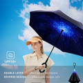 Reverse Folding Umbrella Windproof Double Layer C-Handle Galaxy Print - SuperSaverAU - view 5