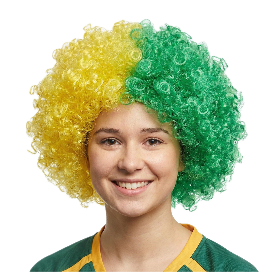 Premium Deluxe Aussie Afro Wig - Green/Gold
