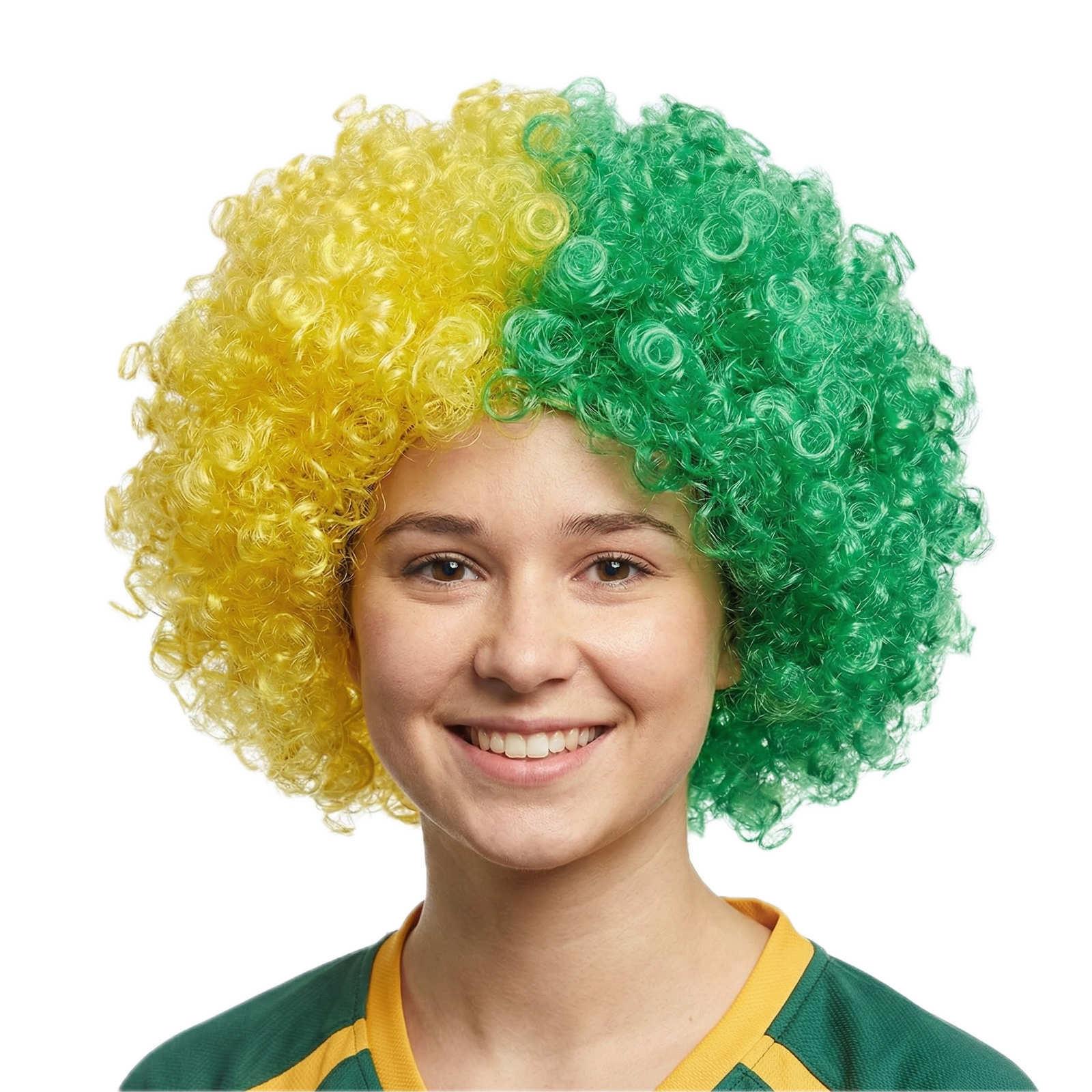 Premium Deluxe Aussie Afro Wig - Green/Gold