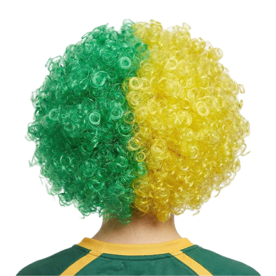 Premium Deluxe Aussie Afro Wig - Green/Gold