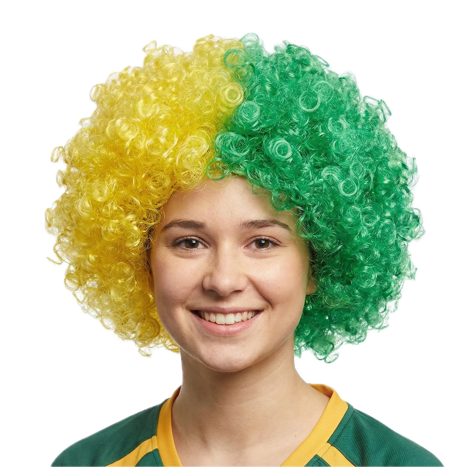 Premium Deluxe Aussie Afro Wig - Green/Gold