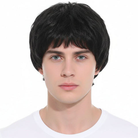 Premium Mens Short Party Wig - Black