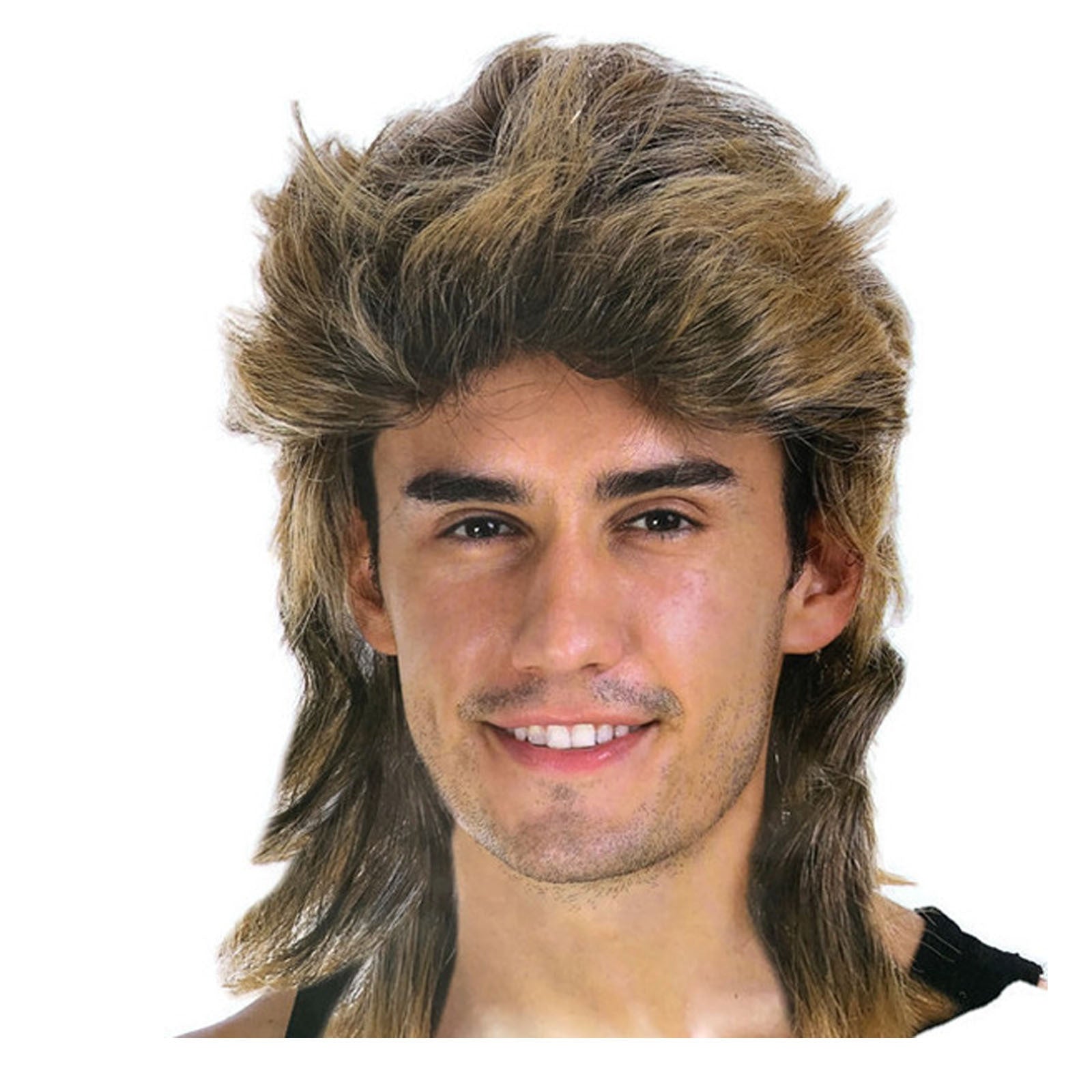 Mullet Wig Hair Costume Party Dress Up 70s 80s Aussie Bogan Rock - Golden Blonde - SuperSaverAU - view 1