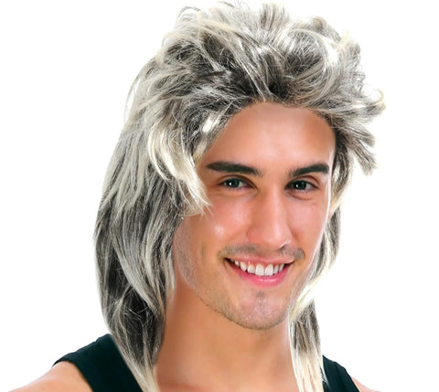 Mullet Wig 80s Party Costume Rock Bogan Punk 70s 90s Hair - Ash Blonde Grey - SuperSaverAU - view 1
